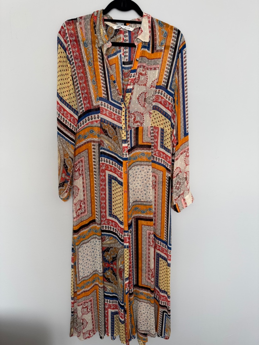 Zara Boho Long Shirt Dress